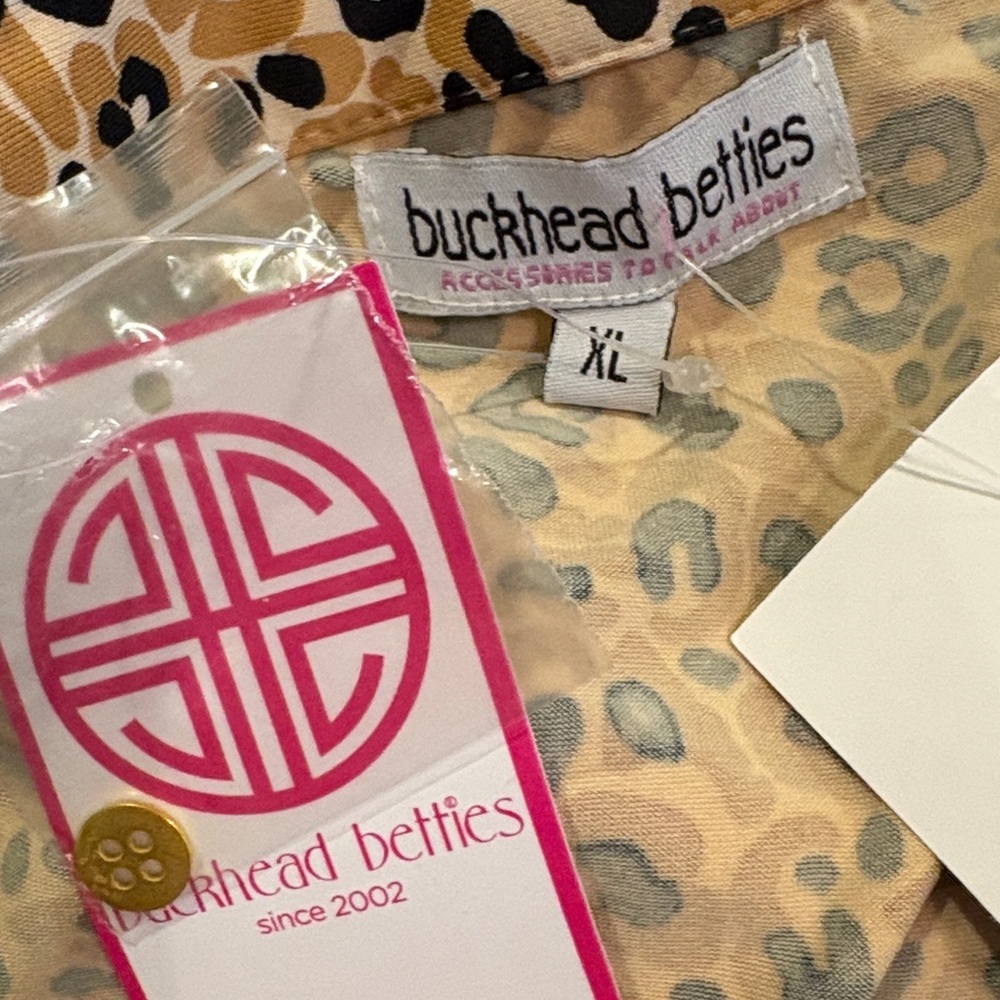 Buckhead Betties Cheetah Print Dress XL Chic Leopard Print Button-Up Dress NWT - Picture 2 of 3